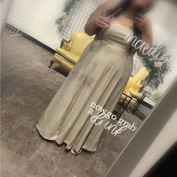 Jules & Cleo Champagne Sparkly Formal Prom Dress - Picture 12 of 12